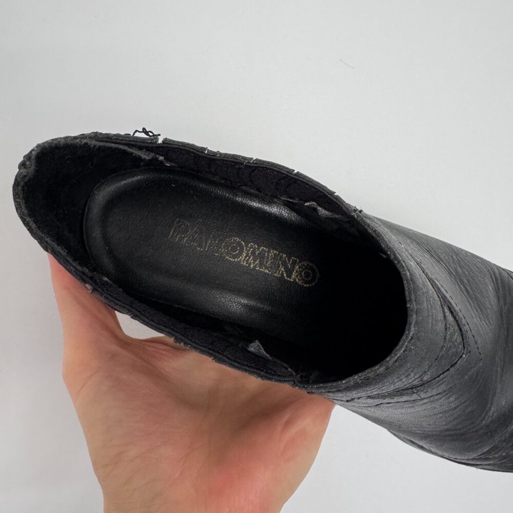 Vintage 90s Palomino Black Leather Ankle Boots | Western Stitch Witchy Boho 6.5 - Picture 9 of 10
